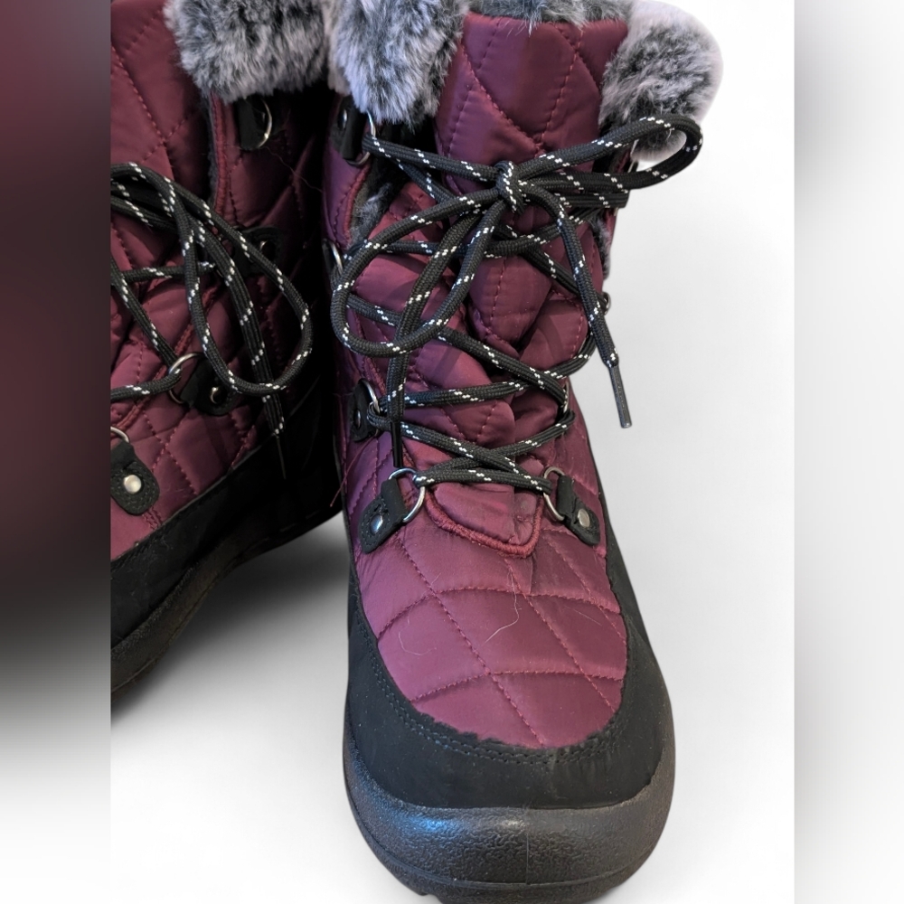 ​❄️ NEW Maroon Quilted Faux Fur Snow Boots Women's Size 42/10.5❄️ - Picture 4 of 7